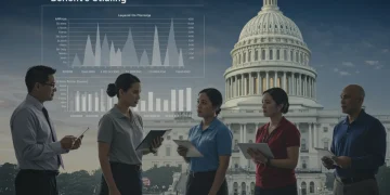 Federal employees reviewing 2026 benefits enrollment changes on screen