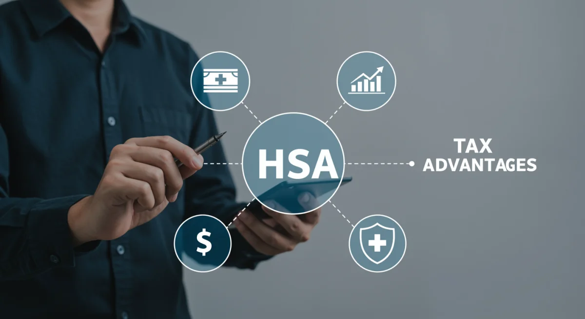 Infographic showing tax advantages of Health Savings Accounts