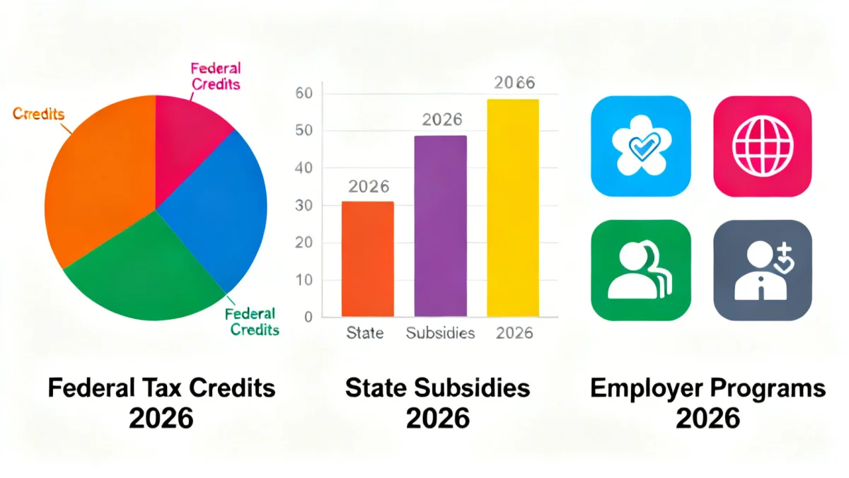 Infographic comparing various child care financial aid types in 2026