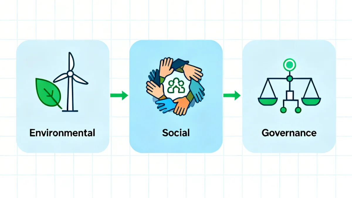 Infographic illustrating the Environmental, Social, and Governance (ESG) pillars in sustainable investing.