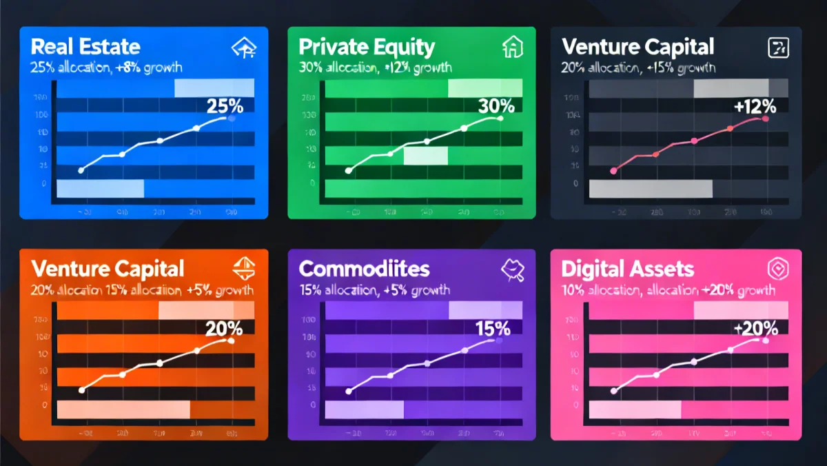 Infographic showing various alternative investment categories and trends