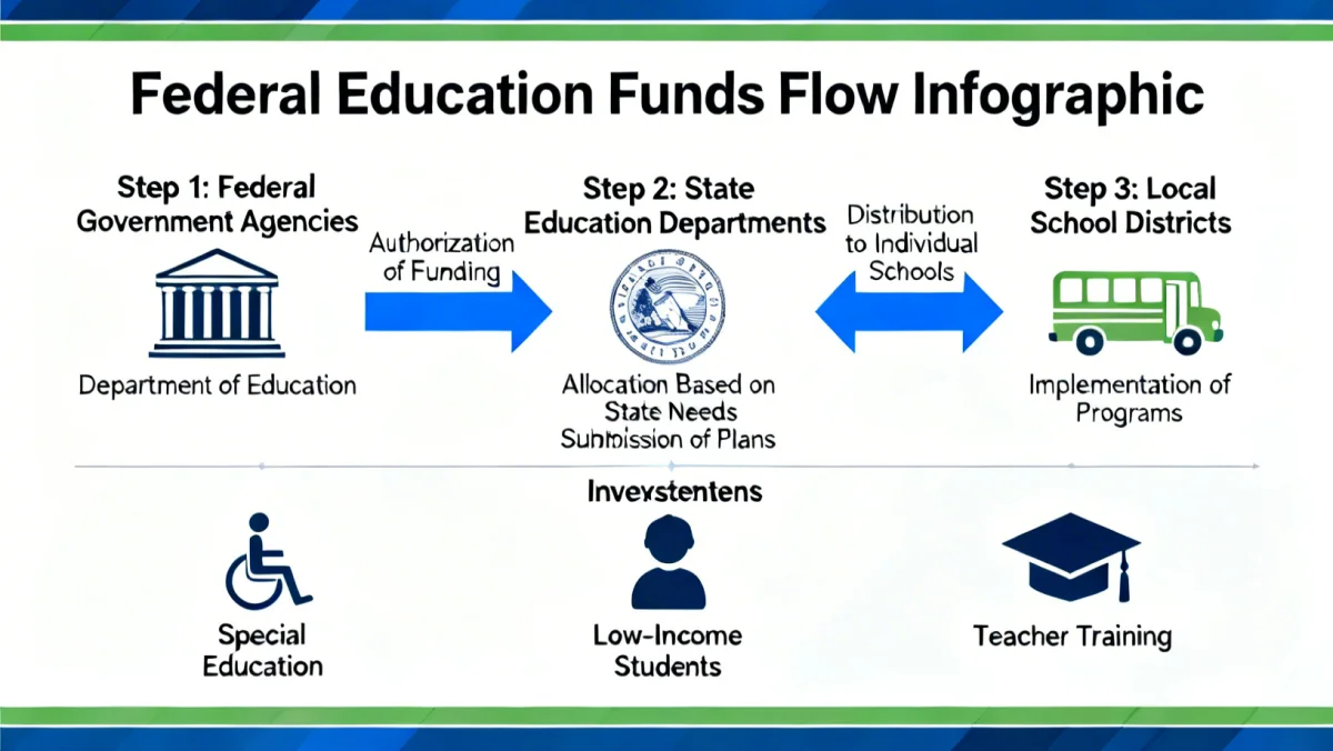 Infographic showing federal education funding flow to K-12 schools