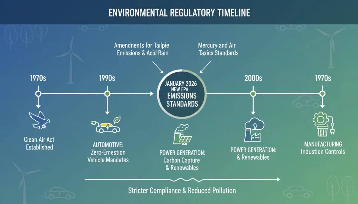 Timeline graphic illustrating the phased implementation of EPA emissions standards