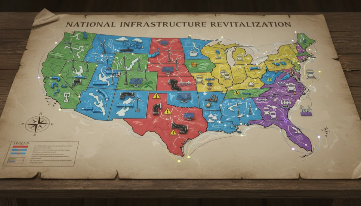 Map of the United States showing diverse infrastructure project locations